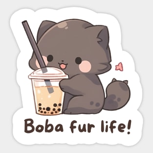 Boba Cute Shirt Cat Boba Shirt Bubble Tea Gift for Cat Mom Kawaii K-Pop Shirt For Boba Lover Funny Cat Mom Apparel Sticker